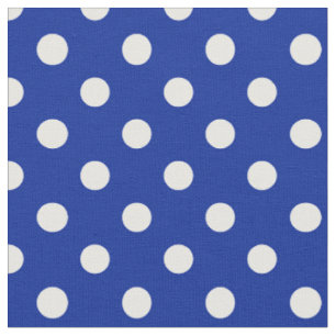 Tissu Grand pois - blanc sur le bleu impérial