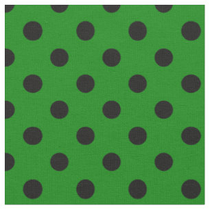 Tissu Grand pois - noir sur le vert