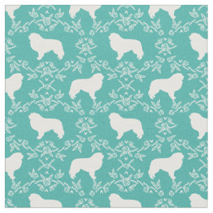 Tissu Grande silhouette florale de chien des Pyrénées 
