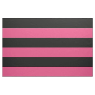 Tissu Grandes bandes noires et roses chaudes