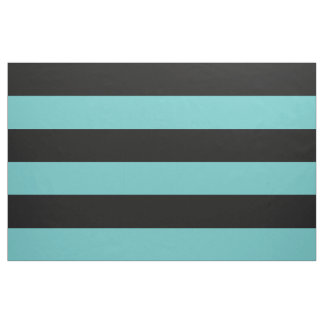 Tissu Grandes rayures noires et turquoises