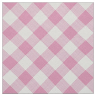 Tissu Grands chèques En vichy rose Motif géométrique