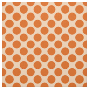 Tissu Grands rétros points - mandarine et orange pâle