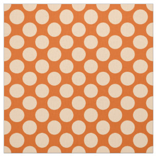 Tissu Grands rétros points - orange et mandarine pâles