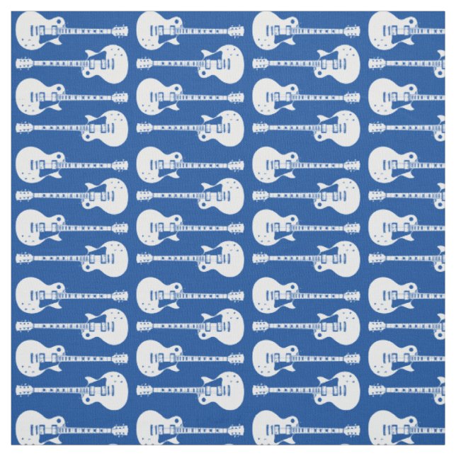 Tissu Graphique de guitares électriques en blanc (Échantillon)