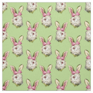 Tissu Graphique de lapin de Pâques avec l'arc rose