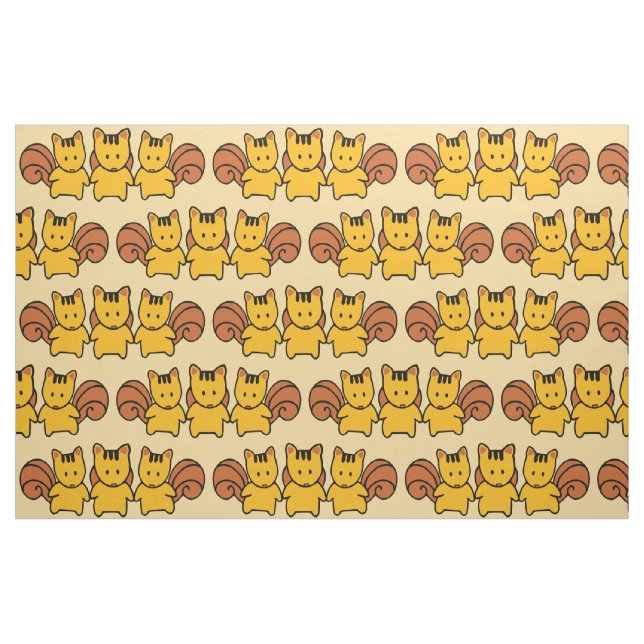 Tissu Graphique mignon de motif d'écureuils (Fat Quarter)