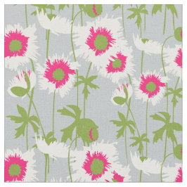 Tissu Graphisme floral de l'art du pavot blanc