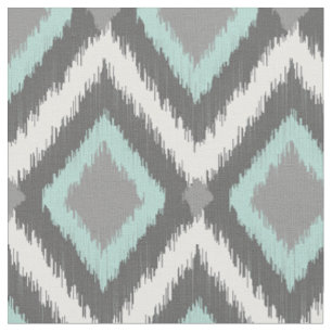Tissu Gray and Aqua Tribal Ikat Chevron