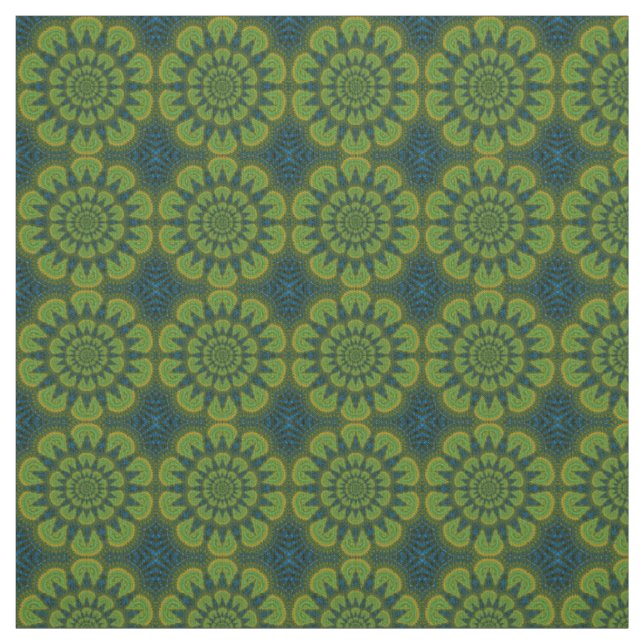Tissu Green Navy Blue Modern Ethnic Textile Tribal Impri (Échantillon)