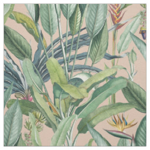 Tissu Green Tropical Jungle Banana Tree Strelitzia