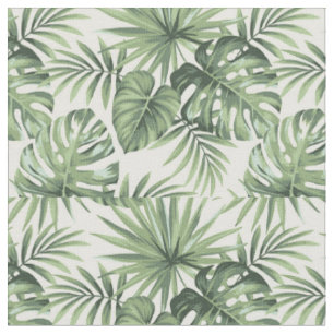 Tissu Green Tropical Palm Feuille Motif