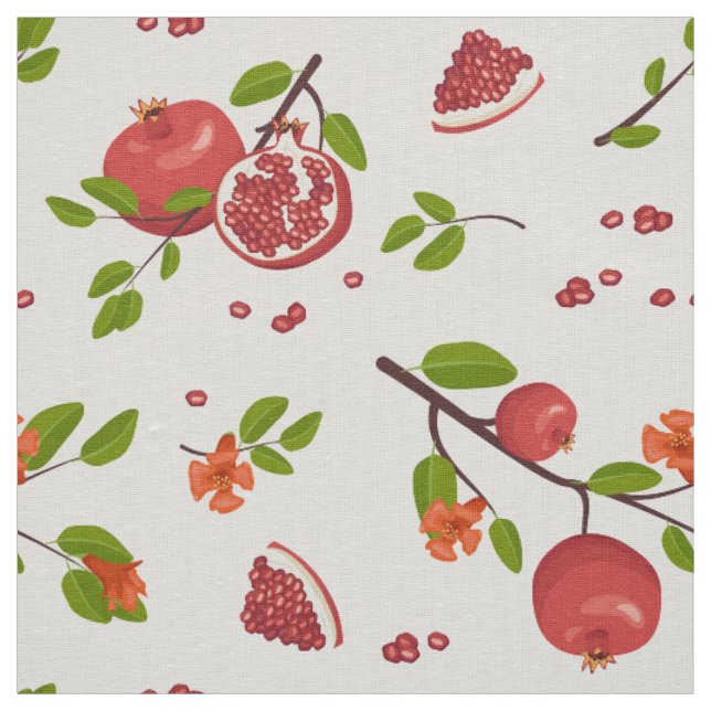 Tissu Grenade sur lin blanc ou polyester (Échantillon)