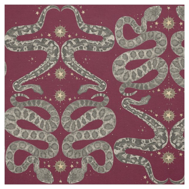 tissu grenat de serpents célestes (Échantillon)