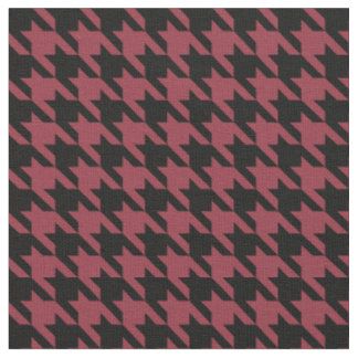 Tissu Grenat et pied-de-poule noir