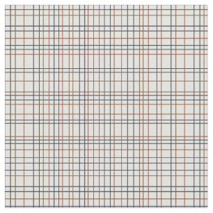 Tissu Grille marine et rouille sur gris clair (presque b