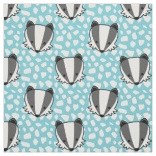 Tissu Gris blanc bleu - Motif blaireau