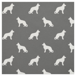 Tissu Gris blanc de motif de silhouettes de chien de