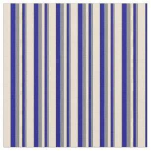 Tissu Gris, Bleu foncé & Beige Motif des rayures