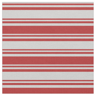 Tissu Gris clair et rayures rouges