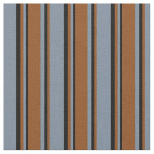 Tissu Gris d'ardoise légère, Brown et lignes noires Moti