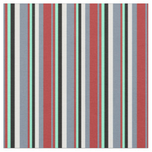 Tissu Gris d'ardoise légère, Rouge, Aquamarine, Noir et