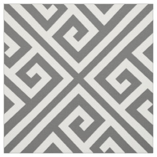 Tissu Gris de charbon Clé grecque Grande échelle