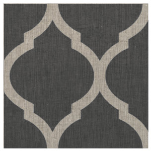 Tissu Gris de charbon de bois Quatrefoil marocain Grande