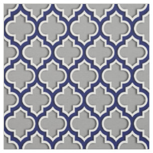 Tissu Gris-foncé, Marocain Quatrefoil #5DS de bleu