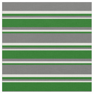 Tissu Gris foncé, vert foncé et rayures beiges