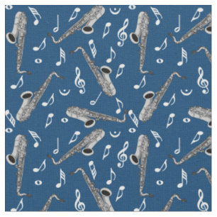 Tissu Gris saxophone musique note Motif