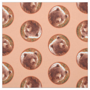 Tissu Grizzly Bear Cub dans Fireweed Peinture Art de la