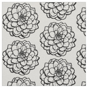 Tissu Gros stans et encre Dahlia - Noir sur blanc