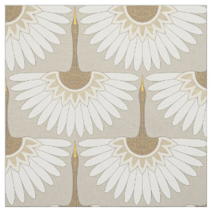 Tissu grues art déco beige