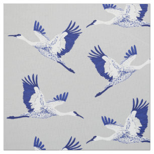 Tissu Grues bleues et blanches