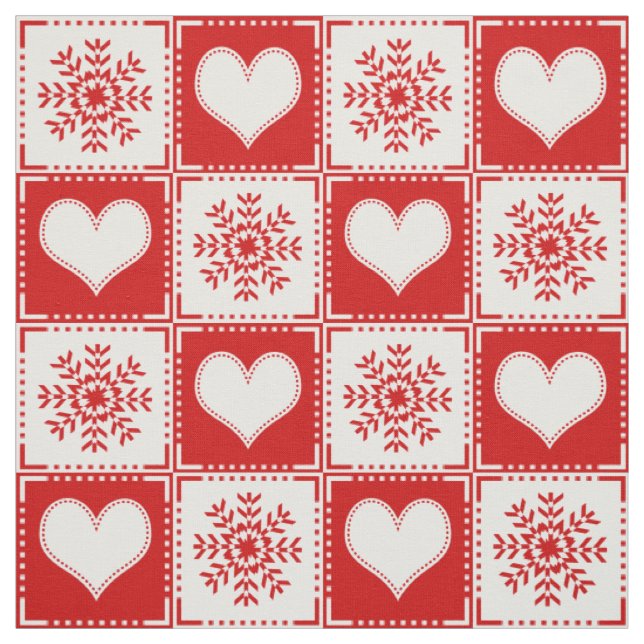 Tissu Guingan rouge et blanc de vacances de flocon de (Échantillon)