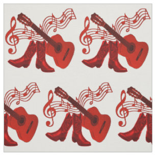 Tissu Guitare rouge et bottes de musique occidentale de