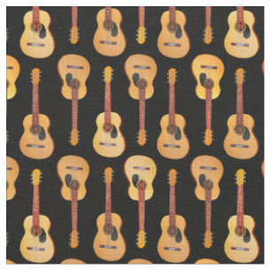 Tissu Guitares acoustiques classiques musicien sur noir