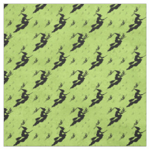 Tissu Halloween Black sorcière Silhouette Motif Vert