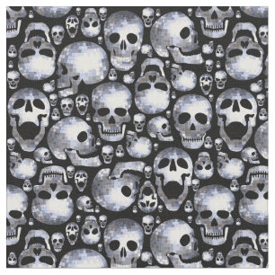 Tissu halloween disco miroir crânes à billes