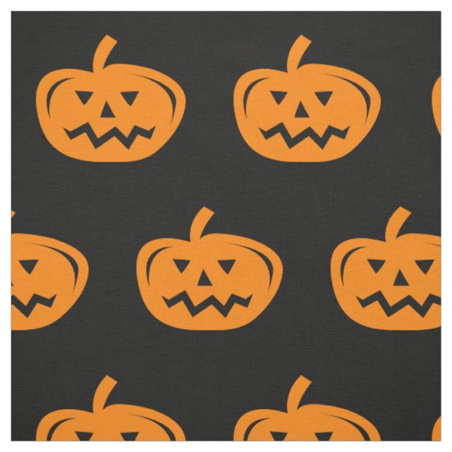Tissu Halloween noir avec citrouilles orange sculp (Échantillon)