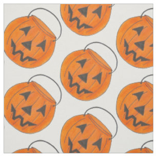 Tissu Halloween Orange Trick ou Treat Citrouille Bucket