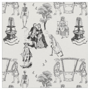 Tissu halloween rococo baroque squelette toile crâne