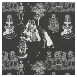 Tissu halloween squelette toile rococo antique crâne