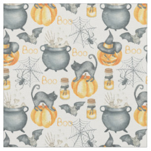 Tissu Halloween Whimsical Cauldron et Motif de chats