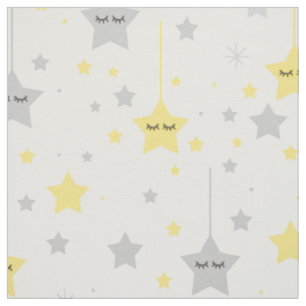 Tissu Hanging Sleepy Eyes Étoiles gris Jaune
