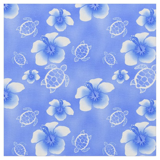 Tissu Hawaïen bleu de Honu de ketmie (Fermer)