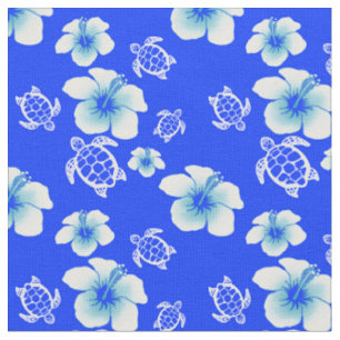 Tissu Hawaïen bleu de Honu de ketmie