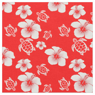 Tissu Hawaïen rouge de Honu de ketmie