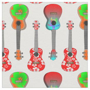 Tissu Hawaii Ukuleles Summer Beach